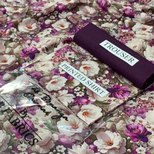 I .B FABRICS LAWN BONANZA - Color Pink White